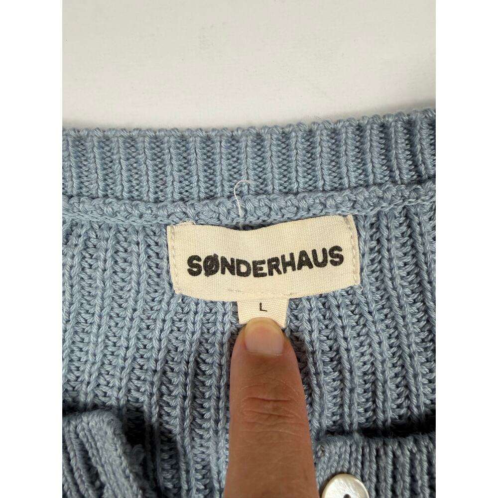 Sonderhaus Coastal Cardigan Light Blue Organic Cotton Large - Picture 6 of 13